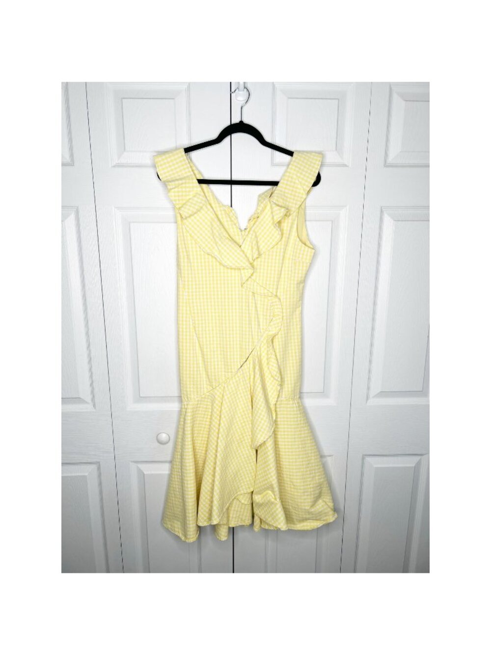 Jonathan Simkhai Yellow Gingham Ruffle Midi Dress